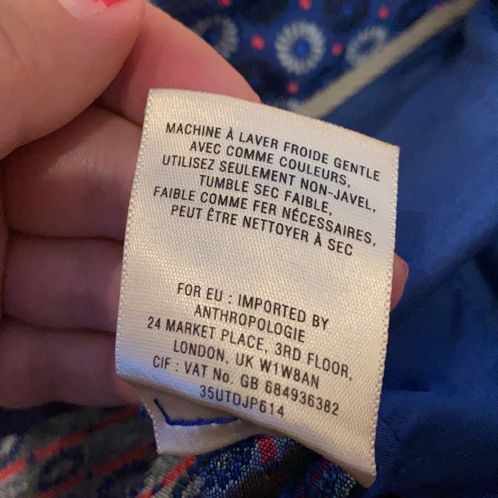 Anthropologie Leifsdottir blue patterned cropped pants - Picture 10 of 14
